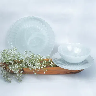 Lainy Home Azure Alabaster Dinnerware,soup Bowl, Pack Of 4, White