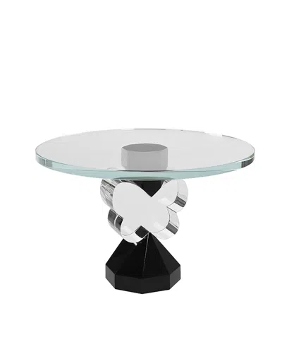 Lainy Home Crystal Butterfly Cake Plate, 9'' D In Clear,black