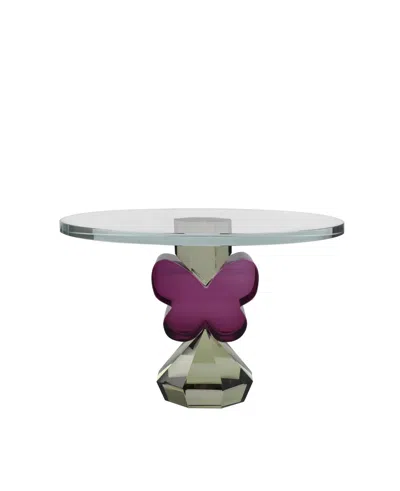 Lainy Home Crystal Butterfly Cake Plate, 9'' D In Plum Green