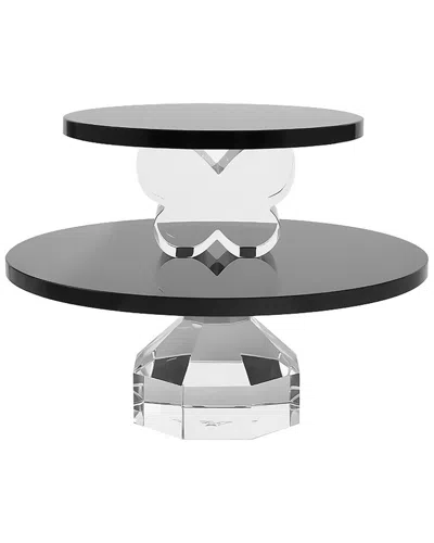 Lainy Home Double Tier Crystal Cake Plate In Black