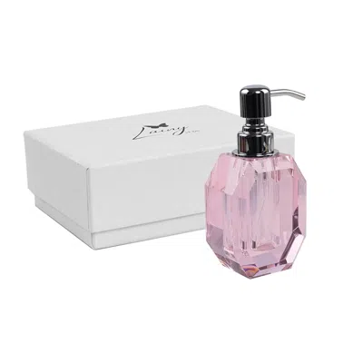 Lainy Home Octagon Crystal Soap Dispenser With Silver Pump In Pink