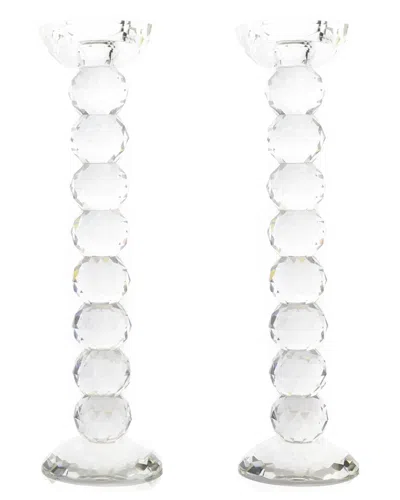 Lainy Home Pair Of 10in Crystal Ball Candlesticks