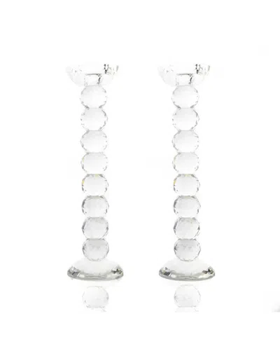 Lainy Home Pair Of 12" Crystal Ball Candlesticks, Set Of 2 In Clear