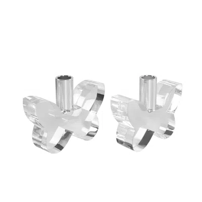 Lainy Home Pair Of 3" Butterfly Candleholders In Transparent