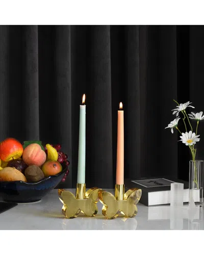 Lainy Home Pair Of 3in Butterfly Candleholders In Gold