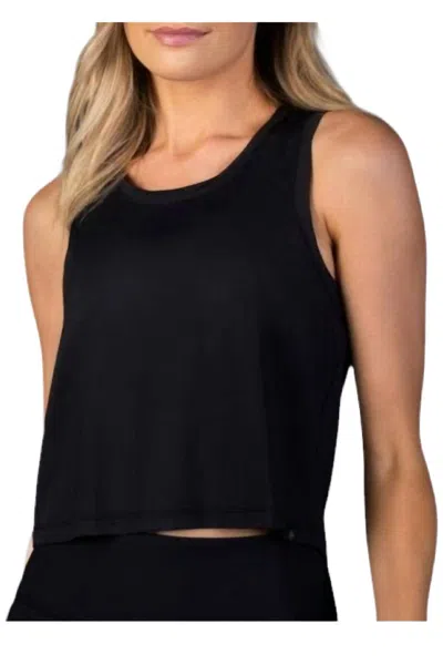 Laird Cropped Open Back Workout Tank Top In Black