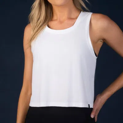 Laird Cropped Open Back Workout Tank Top In White