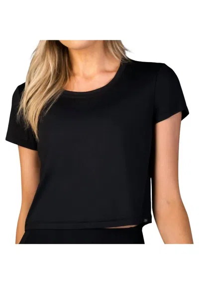 Laird Cropped Open Back Workout Top In Black