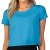 Laird Cropped Open Back Workout Top In Horizon Blue In Blue