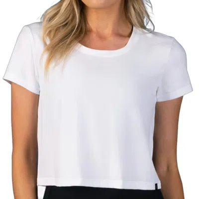 Laird Cropped Open Back Workout Top In White