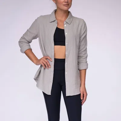 Laird Double Gauze Button Down Shirt In Birch In Grey