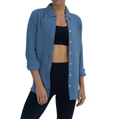 Laird Double Gauze Button Down Shirt In Ocean In Blue