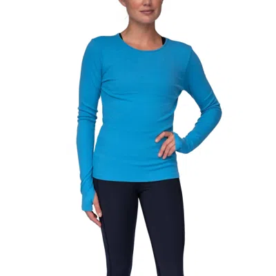 Laird Fine Rib Long Sleeve Keyhole Top In Horizon Blue