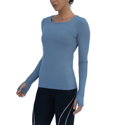 Laird Fine Rib Long Sleeve Keyhole Top In Mirage In Multi