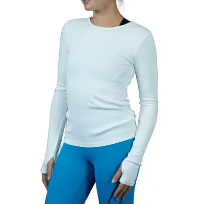 Laird Fine Rib Long Sleeve Keyhole Top In White