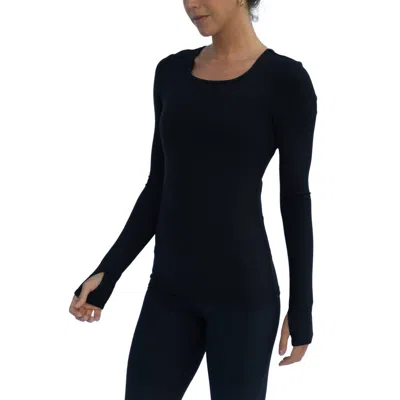 Laird Fine Rib Long Sleeve Top In Black
