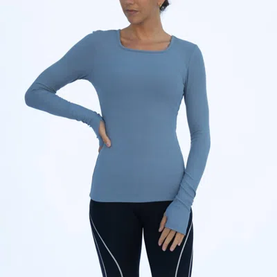 LAIRD FINE RIB LONG SLEEVE TOP IN MIRAGE