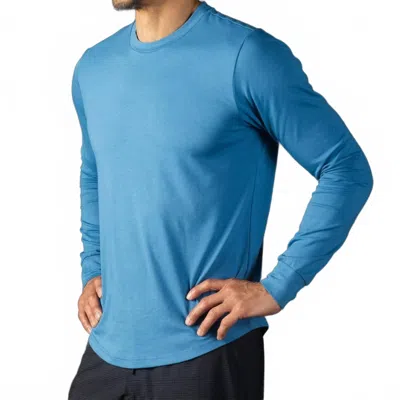 Laird Quattro Cotton Blend Long Sleeve Top In Horizon Blue