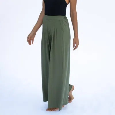 Laird Women's Cotton Blend Palazzo Pant In Army In Green