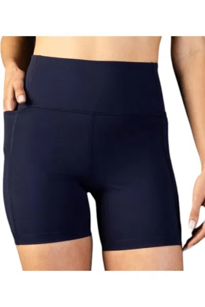 Laird Women's High-waist Sculpting Bike Shorts With Pockets In Navy In Blue
