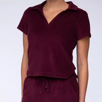 Laird Women's Terry Cloth Polo Shirt In Aubergine In Purple