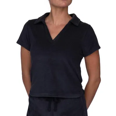 Laird Women's Terry Cloth Polo Shirt In Black