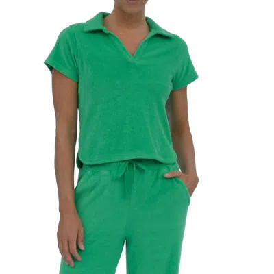 Laird Women's Terry Cloth Polo Shirt In Bright Green