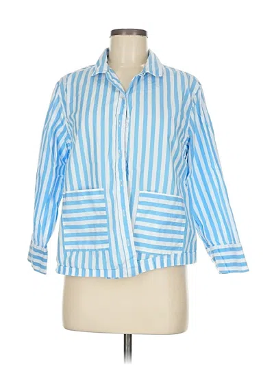 Pre-owned Lake 3/4 Sleeve Button Down Shirt In Blue