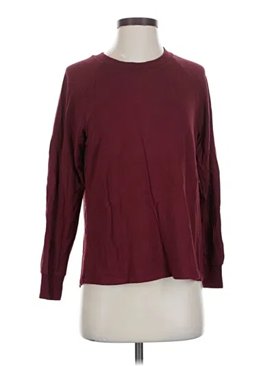 Pre-owned Lake Long Sleeve Top Burgundy Crew Neck Tops