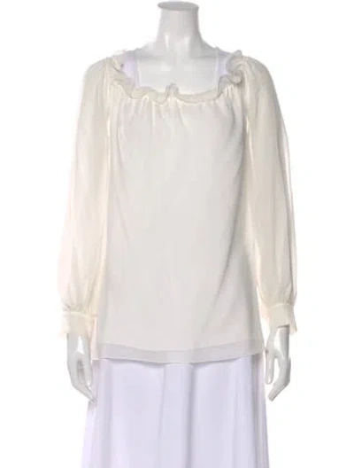 Pre-owned Lake Studio Silk Square Neckline Blouse W/ Tags In Neutral
