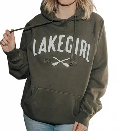 Lakegirl Sanded Fleece Hooded Sweatshirt In Olive In Green