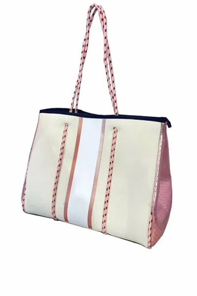 Laken Paige Women's Ava Rose Gold Accents Tote Bag In Off-white In Multi