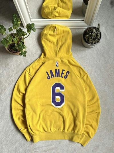 Pre-owned Lakers X Nike Lakers James 6 Big Logo Streetwear Hoodie In Yellow