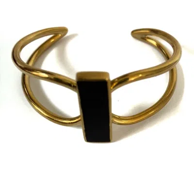 Lala Salama Women's Black / Gold Sanaa Narrow Black Cuff In Multi