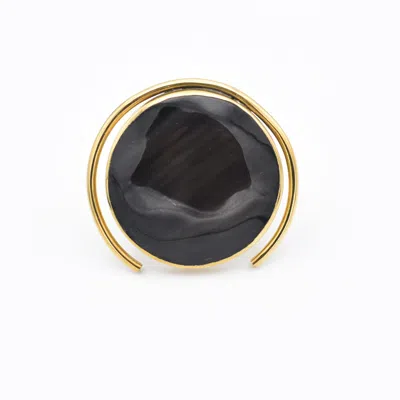 Lala Salama Women's Black / Gold Wazi Statement Ring
