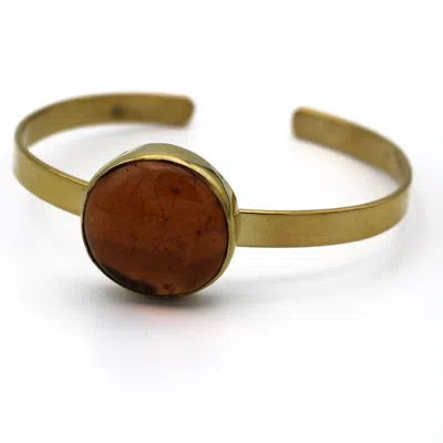 Lala Salama Women's Brown / Gold Open Glass Bangle Brown