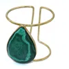 Lala Salama Women's Gold / Green Malachite Open Cuff