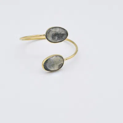 Lala Salama Women's Gold Grey Glass Bangle