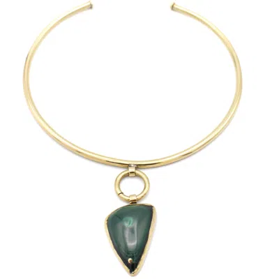 Lala Salama Women's Gold Kijani Malachite Drop Choker