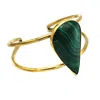 Lala Salama Women's Gold Kijani Teardrop Malachite  Bangle In Gold