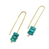 Lala Salama Women's Gold Three Beaded Turquoise Earrings In Gold