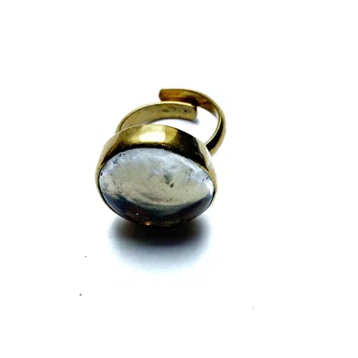 Lala Salama Women's Gold Wazi Small Clear Round Ring