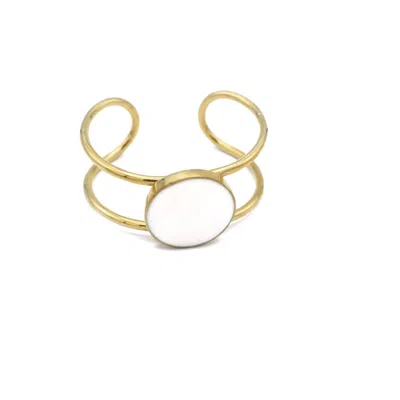 Lala Salama Women's Gold / White Tamima Bangle White In Multi