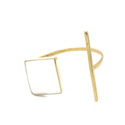 Lala Salama Women's Gold / White White Mraba Cuff In Multi