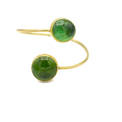 Lala Salama Women's Green / Gold Green Glass Bangle
