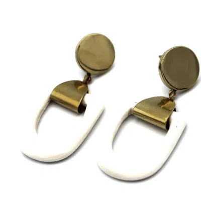 Lala Salama Women's White Bahari Resin Oval Earrings