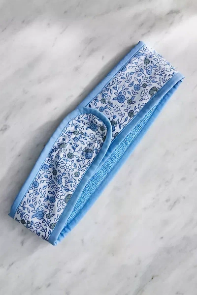 Lalaa Kanani Block Print Floral Spa Headband In Blue