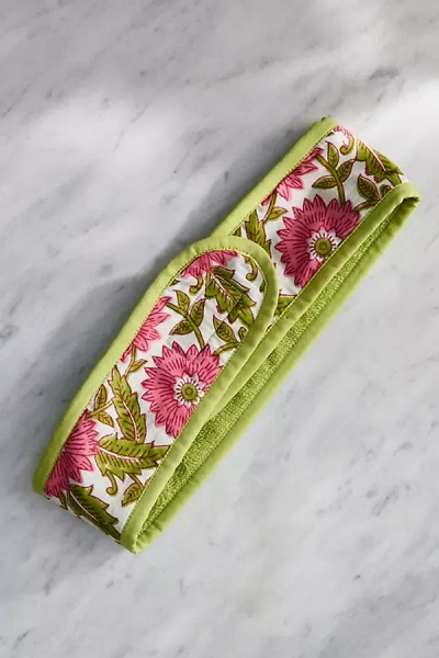 Lalaa Kanani Block Print Floral Spa Headband In Green