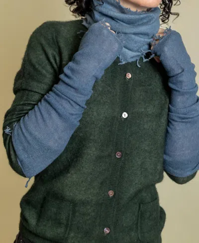 Lalaerre Long Fingerless Gloves In Jean Light Blue