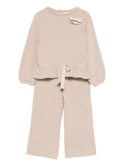 Lalalù Kids' Lalalu' Beige Dress In Brown